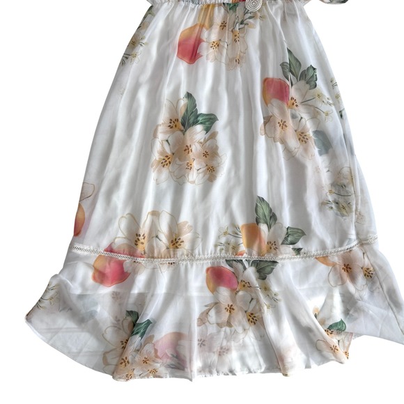 Farm Rio Anthropologie Eloisa Floral Midi Dress Sheer Chiffon Small - Picture 4 of 10